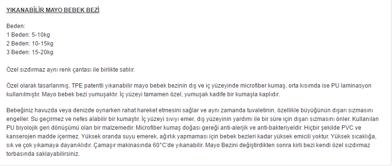 BabyNEO Yıkanabilir Mayo Bebek Bezi