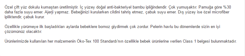 Babyneo Bambu Pelerin Havlu