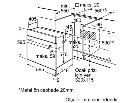 Bosch HBN301E2T Paslanmaz çelik Ankastre fırın