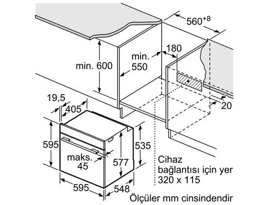 Bosch Serie | 8 Fırın HBG635BS1, Paslanmaz Çelik