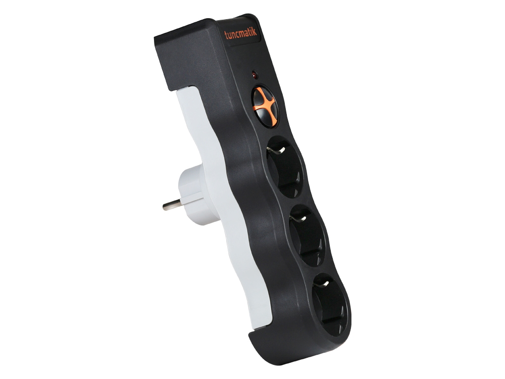 Tunçmatik Powersurge 3-Surge Protection Plug-525 Joule-Black/ Yeni Model