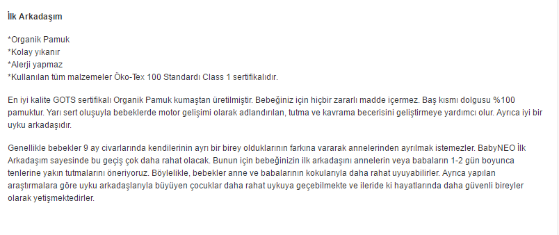 BabyNEO Organik İlk Arkadaşım Oyuncak