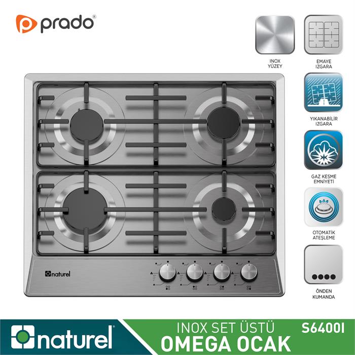 Naturel Omega S6400I FFD LPG Setüstü Ocak İnox
