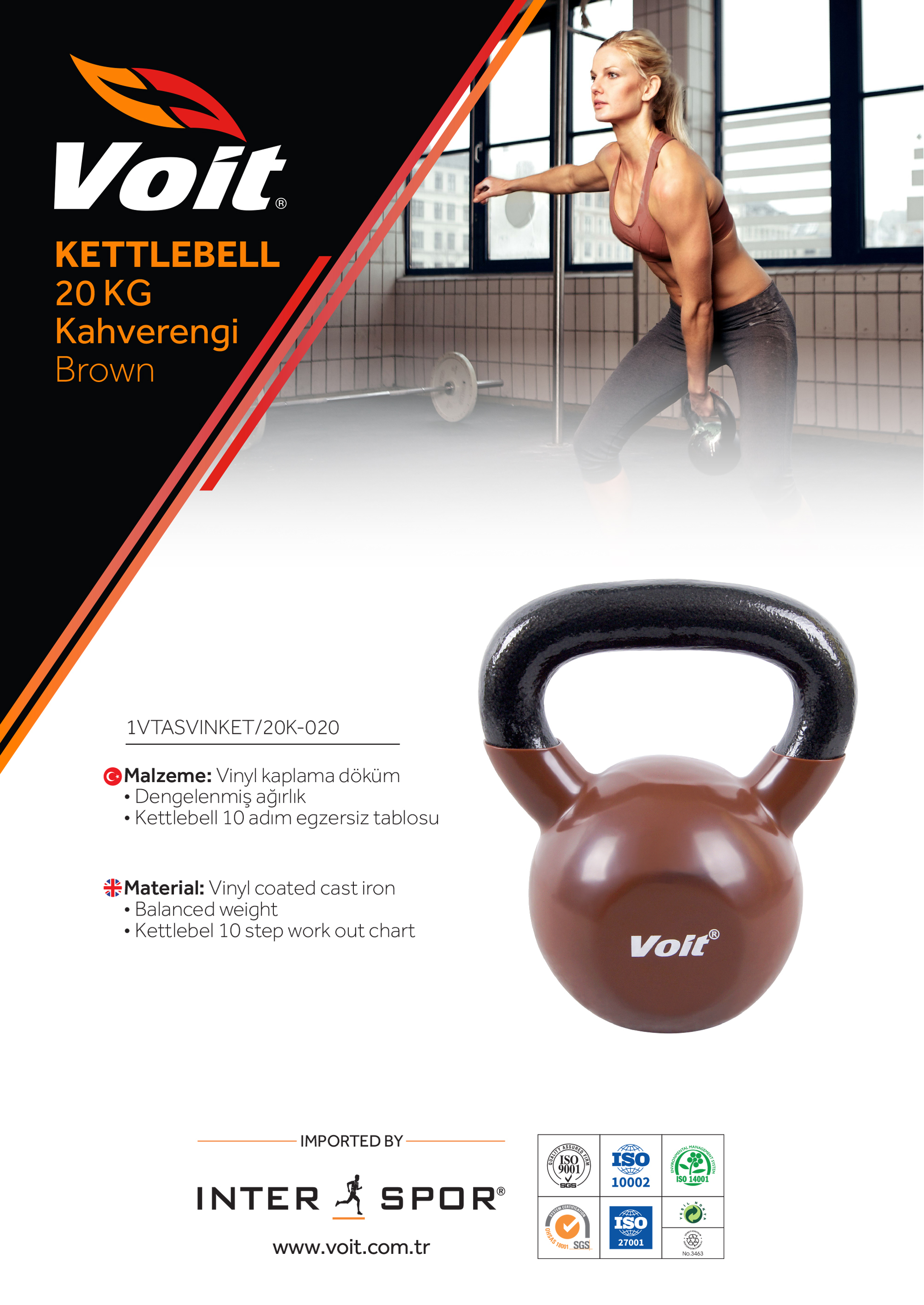 Voit Vınyl Kettlebell 20Kg Kahve
