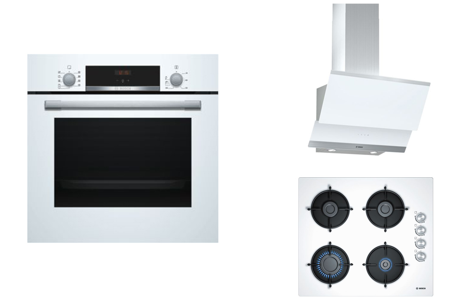 Bosch Beyaz Ankastre Set HBF514BW1T, DWK065G20T, POP6C2O10O