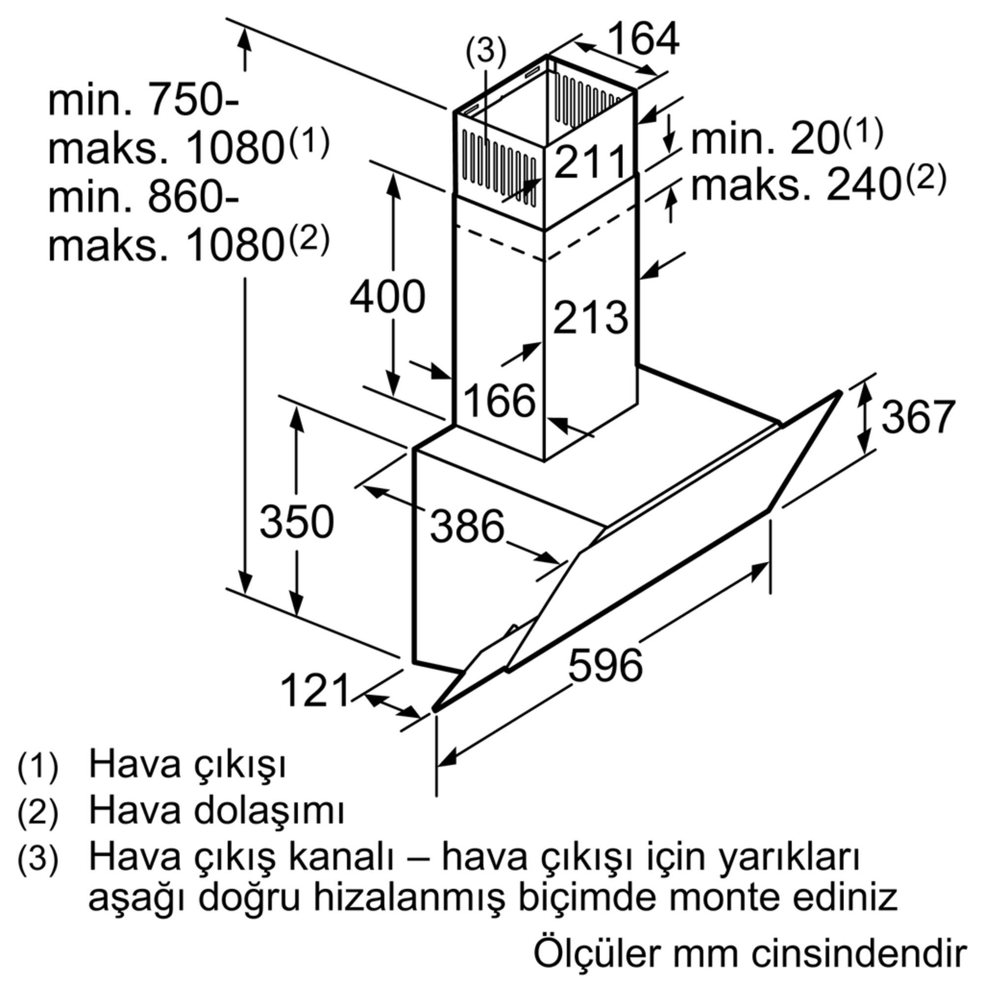 Bosch DWK66AJ20T Duvar Tipi Davlumbaz Eğimli Davlumbaz