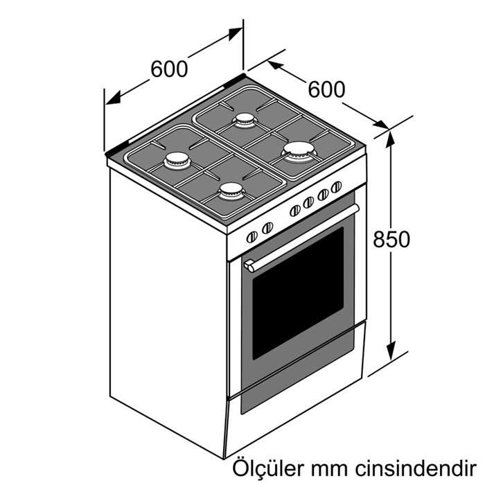 Bosch HWT591I60T Siyah Ocaklı Fırın
