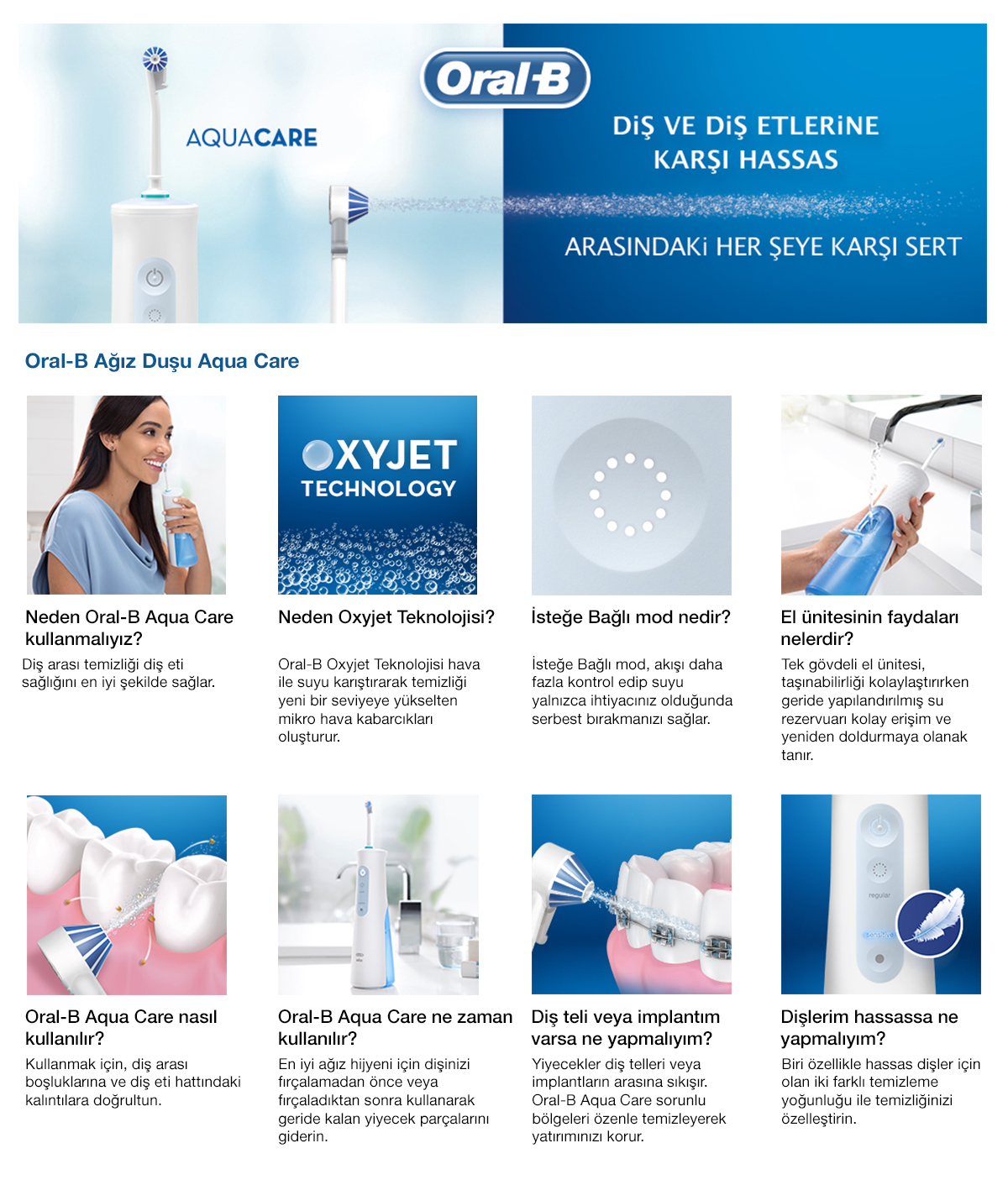 Oral-B Aquacare Oxyjet Şarj Edilebilir Ağız Duşu