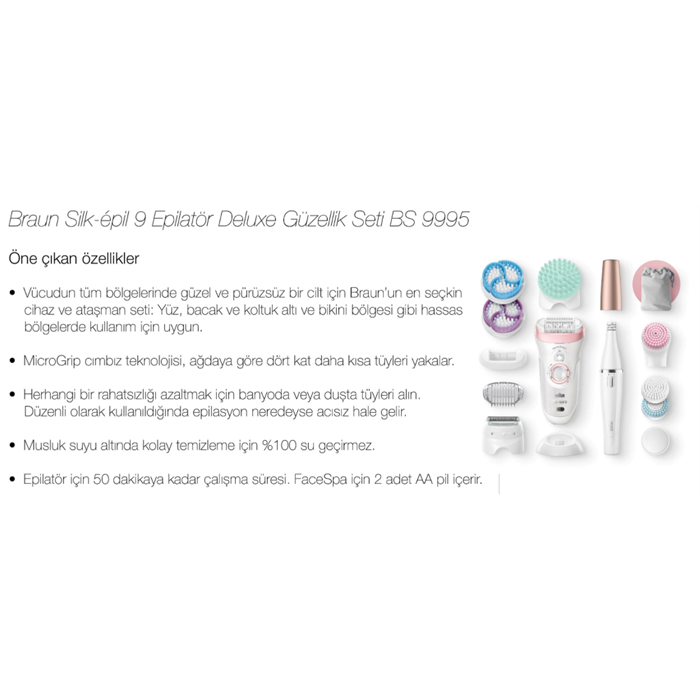 Braun Silk Epil 9-995 SensoSmart FaceSpa Güzellik Seti Islak Kuru Epilatör