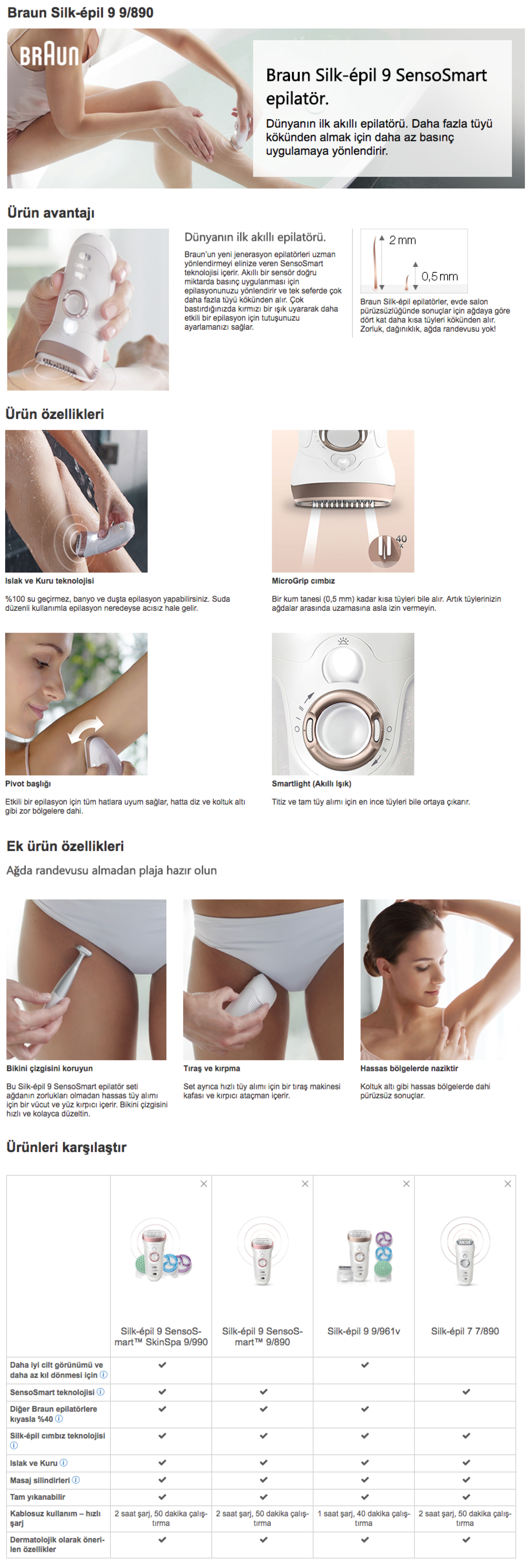 Braun Silk-epil 9 9/890 SensoSmart Islak Kuru Epilatör