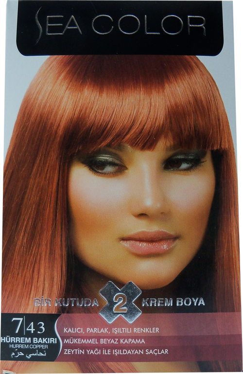 Sea Color 7.43 Hürrem Bakırı Saç Boyası Seti (1 Tüp Hediye)