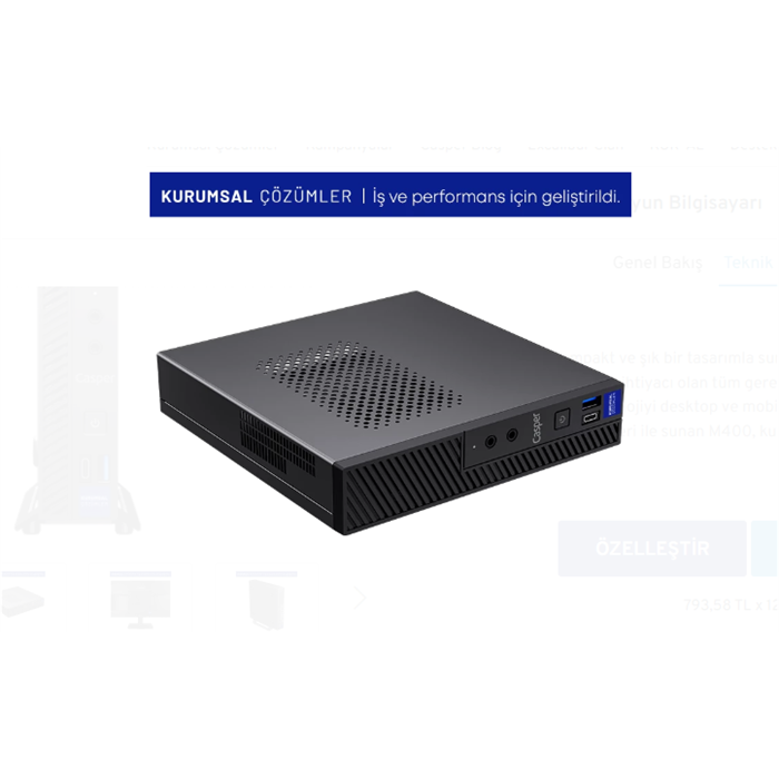 Casper Nirvana M40.1135-8V00X-V00 i5-1135G7 8 GB 500 GB SSD Iris Xe Graphics Mini PC