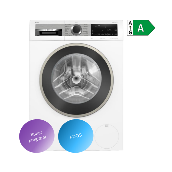 Bosch WGA244F0TR 9 Kg 1400 Devir i-Dos Buhar Programlı Çamaşır Makinesi