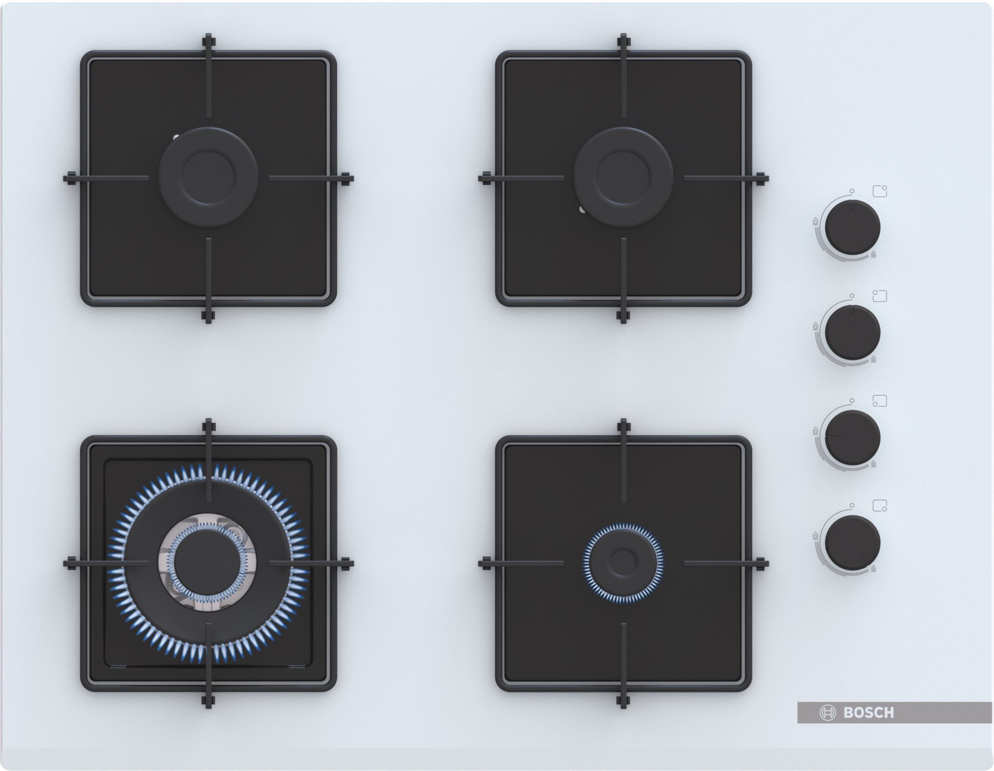Bosch POH7C2P30O Wok Gözlü Beyaz Cam Ankastre Ocak
