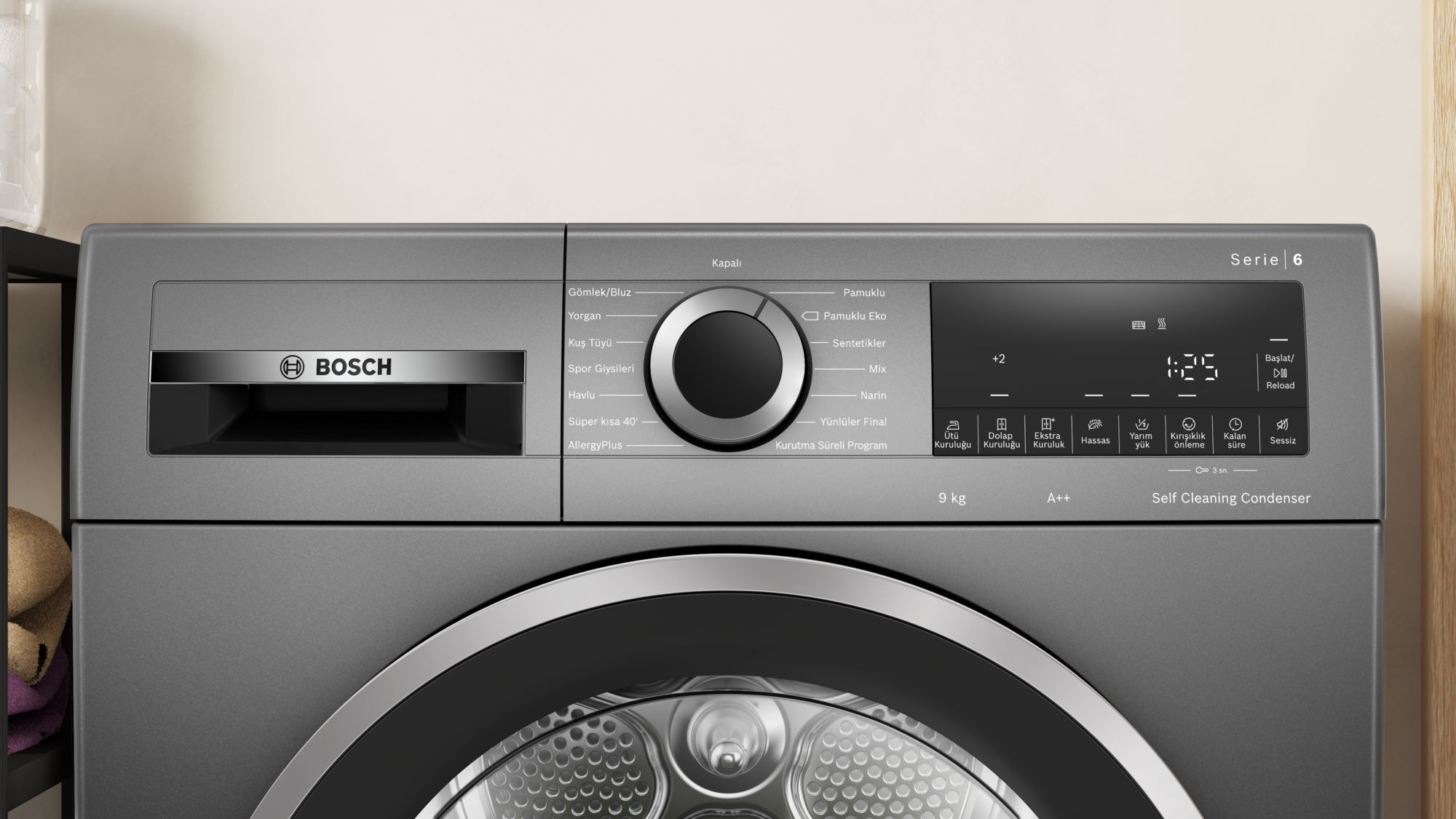 Bosch WQG2420RTR 9 Kg A++ Antrasit Çamaşır Kurutma Makinesi