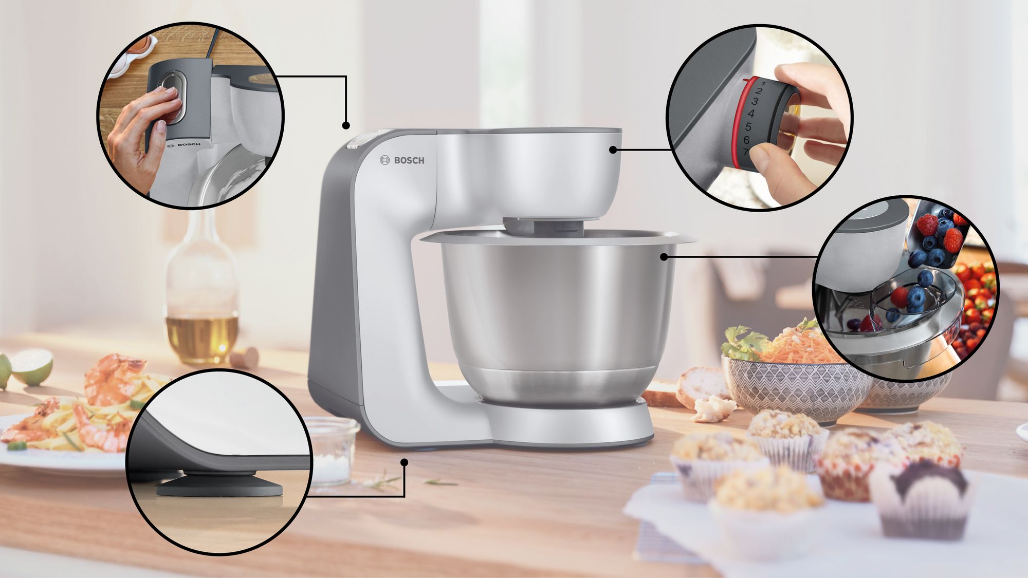 Bosch MUM58359 Serie 4 Mutfak Makinesi 1000 W Metalik İnoks