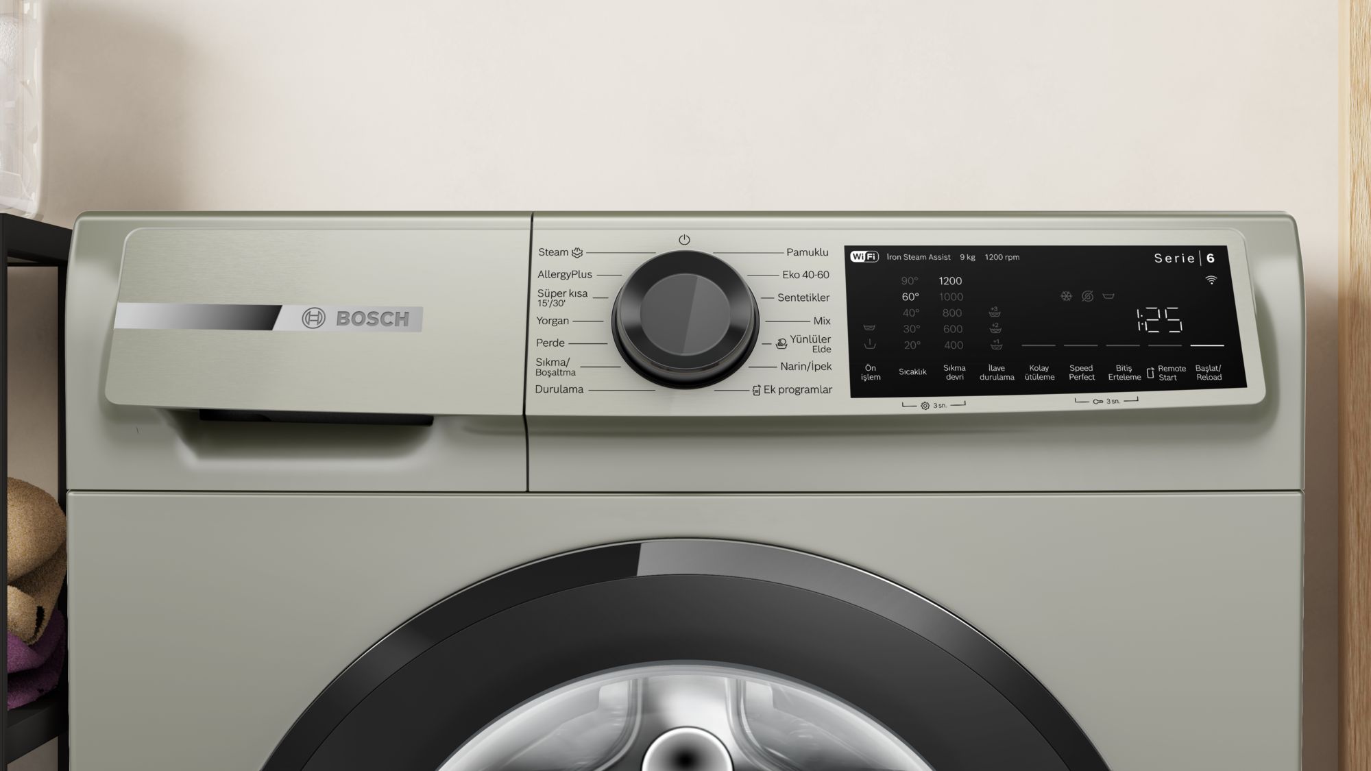 Bosch WGK242ZXTR Çamaşır Makinesi 9 kg 1200 Devir Gümüş