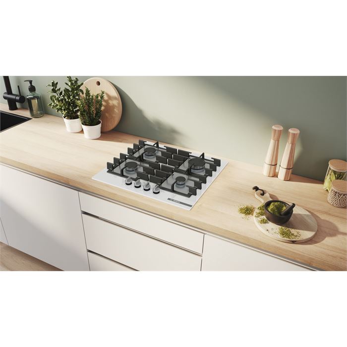 Bosch PPP6A2I40O Ankastre Gazlı Cam Ocak 60 cm Beyaz