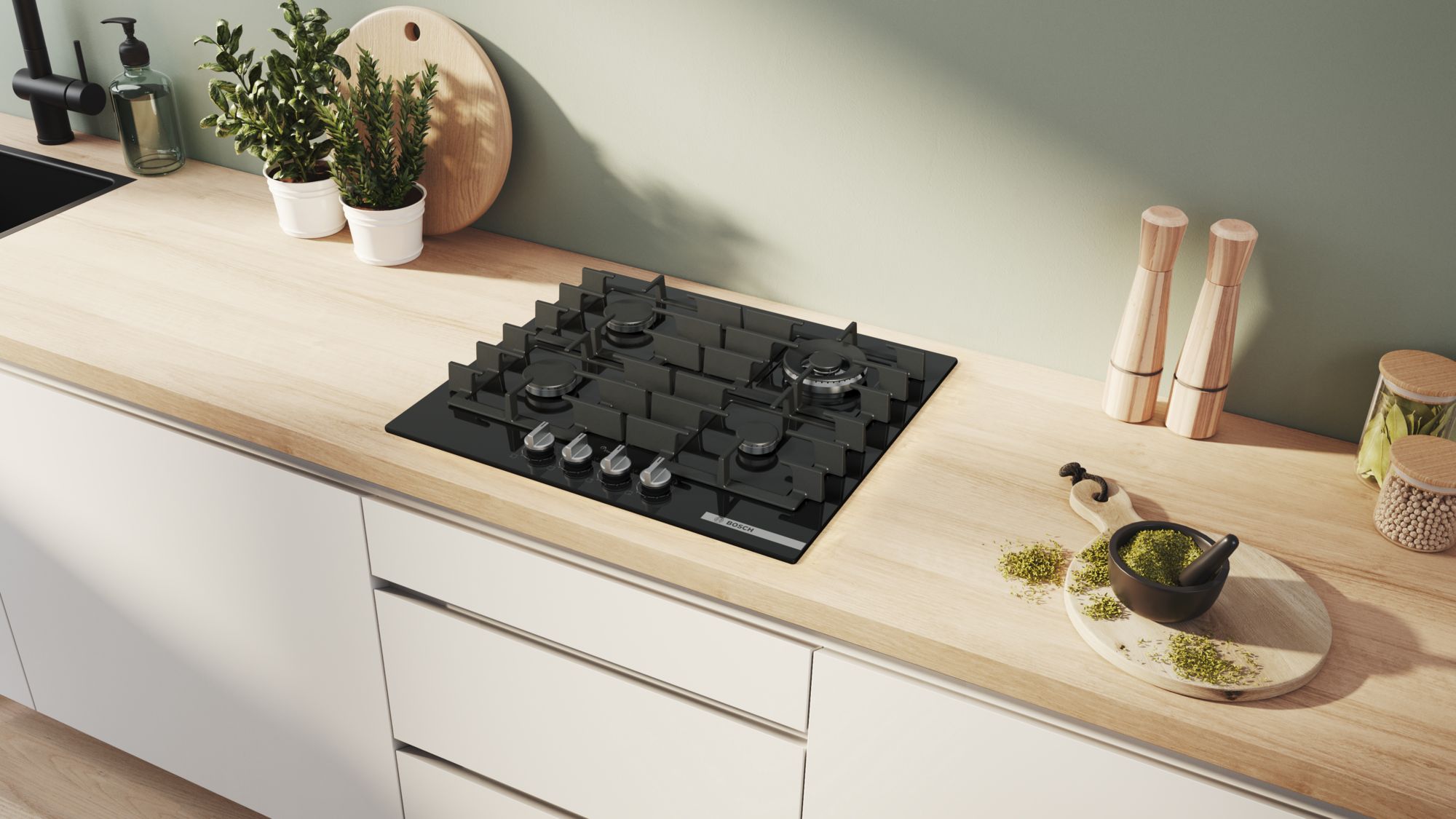 Bosch PPH6A6I40O Ankastre Gazlı Ocak 60 cm Siyah