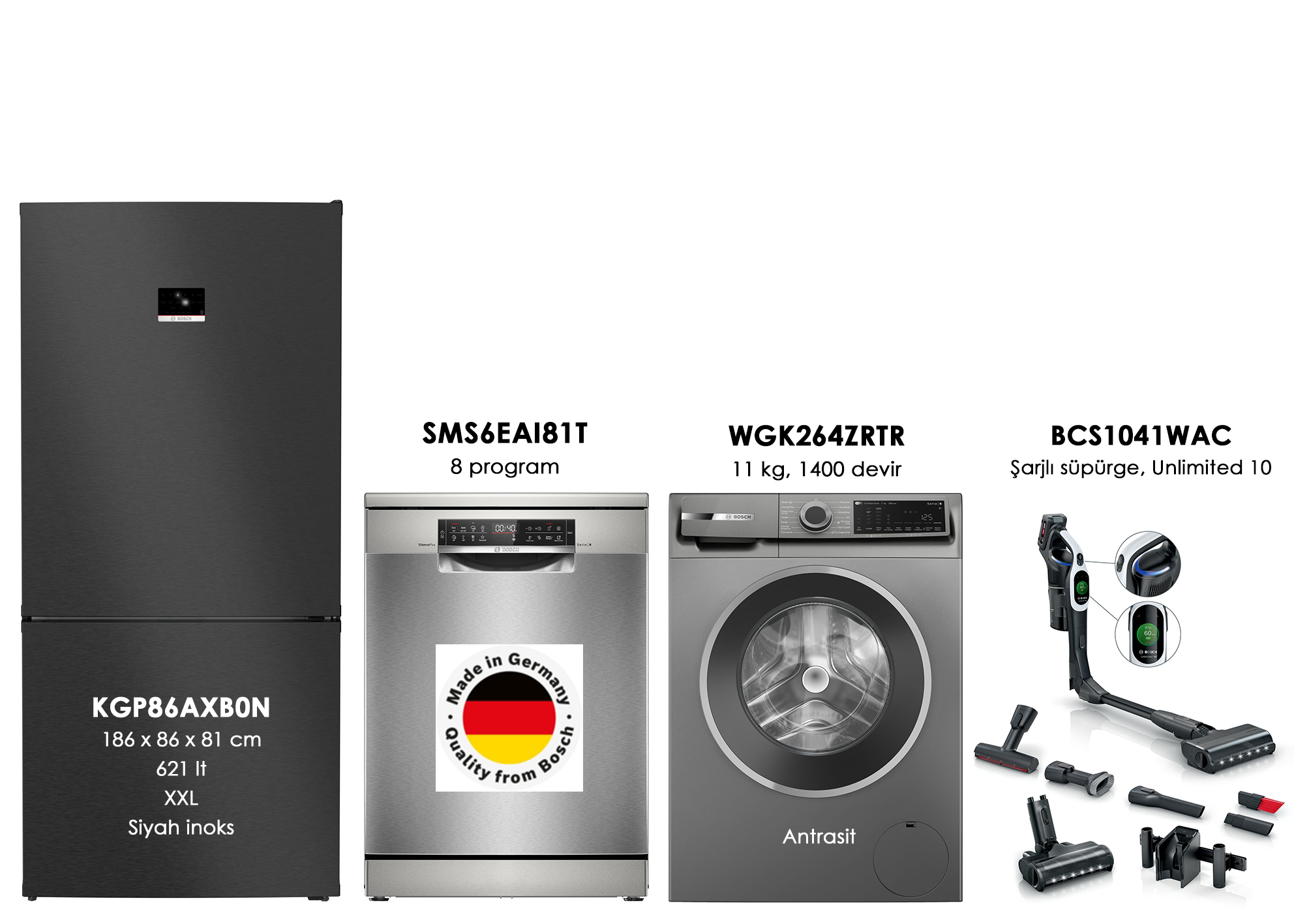 Bosch KGP86AXB0N_SMS6EAI81T_WGK264ZRTR_BCS1041WAC Kampanyalı Set
