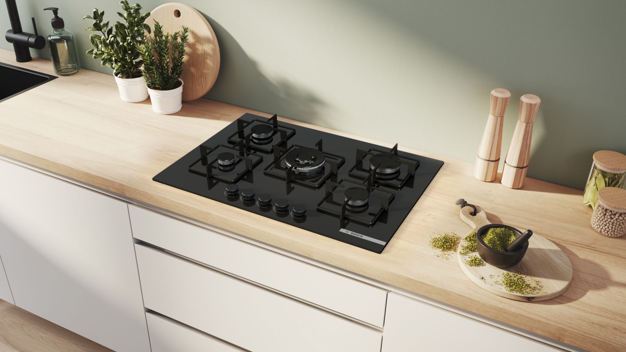 Bosch PNQ7B6P31O Wok Gözlü Siyah Cam Ankastre Ocak
